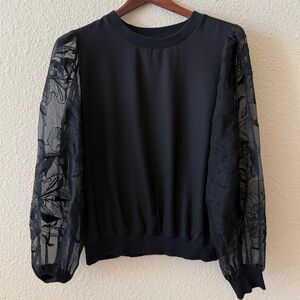 Express Black Sheer Sleeve Sweatshirt
